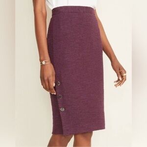 Ann Taylor Petite Size 6 Purple Career Pencil Skirt Side Slit Rear Zipper Career